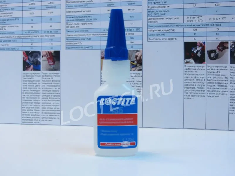 Клей повышенной прочности химо-водостойкий, прозрачный Loctite 435